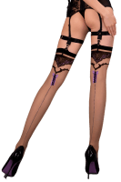 Straps-Stockings mit lila Schleifen