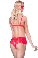 3tlg. Ouvert Dessous Set in Rot