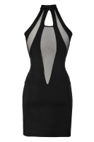 Schwarzes Neckholder-Kleid mit Tüll