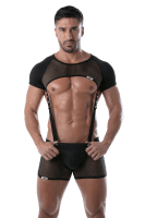Schulter Harness Shirt mit Netz schwarz
