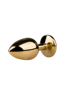 Goldener Analplug mit lila Kristall - S/M/L