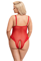 Ouvert Body mit Spitze rot Plus Size