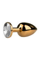 Goldener Analplug mit silbernen Kristall - S/M/L