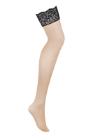 Hautfarbene Stockings mit schwarzem Rand