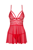 Rotes Babydoll mit Spitze
