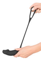Vibrations-Analplug mit Penisring schwarz - Gr. L